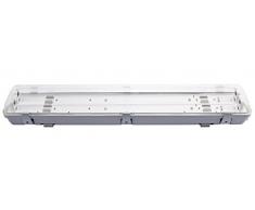 Kai 53023 Plafoniera Stagna Vuota per 2 Tubi a LED G13, Grigio, 66 x 11 x 6