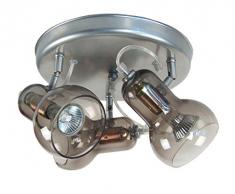 Tosel 85033 Plafoniera - Vianna Lamiera Acciaio, Pittura epossidica, Vetro soffiato, E14, 100 W, Fumo