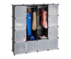 Relaxdays 10021969_46 Armadio Guardaroba Componibile, 12 Scomparti, Sistema a Incastro, Plastica, 145,5x145,5 cm, Nero