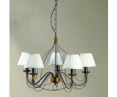Onli Fiamma Lampadario 5 Luci con Paralumi E14, Marrone, 60 cm x h 100 cm