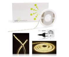 Delloptoelectronics - Striscia LED da 7 m, IP65, alimentatore di rete 3A incluso, luce bianca calda