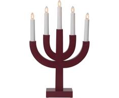 Star - Candelabro da finestra in legno, colore: Rosso/Bianco