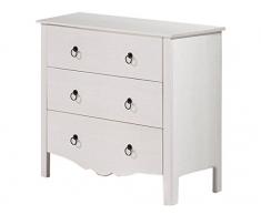 LifeStyleDesign - Cassettiera Atkinson a 3 cassetti, in Legno, 80 x 35 x 70 cm, Colore: Bianco