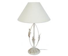 Tosel 62311 - Lampada da comodino a forma di foglia, in vetro, 100 W E27 Blanc Or/Blanc