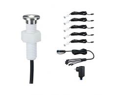 Paulmann luce Paulmann 936.95Â Outdoor Plug & Shine EBL Set micropen II IP67Â 3000Â K incl. Driver 93695Â lampada da incasso faretto ad incasso da esterno lampada da esterno, Acciaio, integrato, 2.2Â W, Argento, 4.6Â x 1.5Â x 4.6Â cm