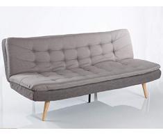 Divano Letto Grigio Schienale Regolabile Cotone Grigio, 167x89x82 cm
