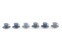 Villa DEste Home Tivoli Amoilblu Set 6 Tazzine Caffe con Piattino, Blu