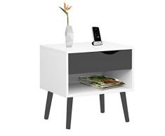 Bianco Legno 53 x 83 x 34 cm Esidra Comodino 4 1 cassetto a Scomparsa
