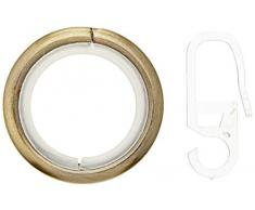 Gardinia Anello per Tenda con Clip e Gancio Pieghevole, Metallo, per Ã 16 mm antimonio, Confezione da 10 pz, unitÃ 