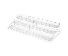 InterDesign Linus Porta spezie a 3 ripiani per la cucina, Mensola portaspezie estendibile in plastica resistente, trasparente