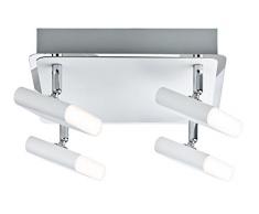 Paulmann 66637 Spotlight Launcher 4 x 4.5 W Bianco Spazzolato/Cromo 230 V Metallo, Plafoniera Lampada Soffitto Led Lampada Faretto da Soffitto