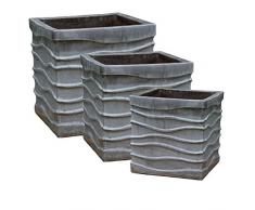 DiKasa Vaso Terracotta Quadrato Grigio 44X44H44 Set 3 Pezzi