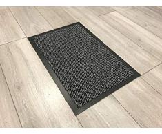 Serdim Rugs - Zerbino con Bordi in Gomma Antiscivolo, Grigio Argento, 90 x 150 cm (3 x 5)