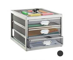 Relaxdays Cassettiera da Scrivania, 3 Cassetti, Formato DIN A4, Porta-Documenti, Box per Lettere e Corrispondenza, Argento, HxLxP: 23 x 27,5 x 35 cm