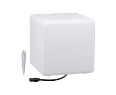 Paulmann 941.81 94181 Decorativa Cubo Lampada Esterno Terassen, Plastica, 65Â W, Bianco, 30 x 30 x 30Â cm 7 W, 30 x 30 x 30 cm
