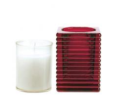 Spaas - Portacandele in Vetro Quadrato con Ricarica, Cera di paraffina, Bicchiere di plastica, Colore Rosso Vino, 72 x 98 mm