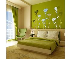 FLEXISTYLE Specchio Decorativo Bloom B, Decorazione Moderna, 3 mm Specchio Acrilico dallUE, Soggiorno, Camera da Letto, corridoio, infrangibile, Decorazione per la casa Fai da Te, Argento