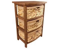 Geko - Armadietto Alto a Tre cestini, 57 cm, Misura Unica, Colore: Marrone Scuro