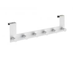 Wenko - Appendiabiti con 6 Ganci, per Porte Fino a 2 cm, in Acciaio, 39 x 11 x 7,5 cm, Colore: Bianco