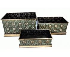 Geko 57 52 e 48 cm Metallo scatole portaoggetti, Set di 3