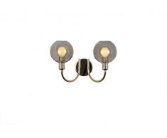 SP Light and Design Diva Parete 2 R, Struttura Oro, Vetro Grigio Lampada 4 W