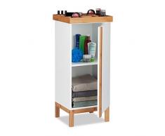 Relaxdays - Armadietto da Bagno con Organizer per Gioielli o Orologi, con Elementi in bambù, 80 x 35 x 30 cm, Colore: Bianco