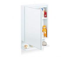 Relaxdays Armadietto da Bagno a Specchio, 1 Anta, con Presa Elettrica, Mobiletto, Pensile, H x L x P: 55 x 35 x 12 cm, Bianco