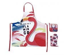 ZASKA - Set da Cucina, Grembiule, Guanto e Presa, Collezione Flamingo 2, Multicolore, Senza Dati