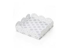MONTEMAGGI Rose Portatovaglioli Quadrato, Metallo, Bianco