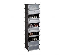 Relaxdays Scarpiera 10 ripiani, scarpiera Gross, scaffalatura salvaspazio, Regal DIY, (A x L x P) 176 x 49 x 37 cm, Nero