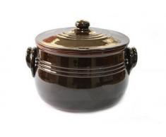 Benegiamo arte e terracotta srl PENTOLA BOMBATA CM.22 con Coperchio, Terracotta, Marrone, 22 cm