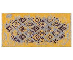 Tappeti di design by Homemania 7 Tappeto Double Face Halimod 7, Misto Cotone, Viola/Giallo, 38.0x38.0x4.0 cm