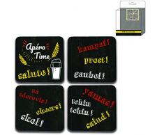 Vino De Francia Lotto 12 Set 4 Sottobicchieri Apero Time, 10 x 10 cm