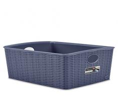 Stefanplast Elegance Cestino Rattan, Blu, 36x29x13 cm