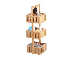 Relaxdays - Scaffale da Bagno in bambù, con 3 Ripiani, in Legno Naturale, 82,5 x 27 x 26,5 cm