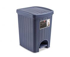 Stefanplast Pattumiera Elegance Rattanan 20 Lt Blu, Plastica