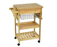 Vacchetti Giuseppe 4116240000 Carrello Cucina, 2 Piani e 1 Cestello e 1 Cassetto, Legno, Beige, 65x40x83 cm