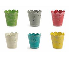 Villa dâEste Home Tivoli Flower Set Portabicchieri, Latta, Multicolore, 6 unitÃ