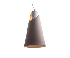 Ilide Africa Lampadario a Sospensione Lampada da Soffitto in Ceramica Artigianale Design Moderno, E27, 100 W, Grigio Tortora, 42 x 22 cm