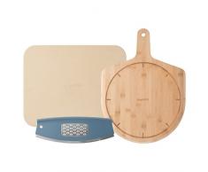 Berghoff Leo Cordierite Pizza Set con Pietra/Paddle/affettatrice e grattugia, Grigio Scuro, Pezzi