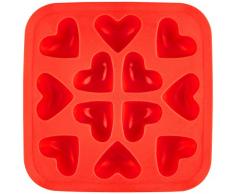 Fairly Odd Novelties a Forma di Cuore, 12 cubetti di Ghiaccio, Flessibile, in Gomma, Forma a Come Regalo, Colore: Rosso