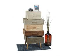 Native Home 10021167 Cassettiera Multicolore, Mobiletto a Cassetti in Legno di Mango, Armadietto 5 Scomparti, HLP: ca 110 x 57 x 45 cm