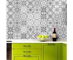 Ambiance-Live, Adesivo da Parete, Adesivo murale: 60 Adesivi per Piastrelle |Â Fotomurale - Mosaico Piastrelle Bagno e Cucina |Â Piastrella Adesiva - Sfumature Vintage di Grigio - 10 x 10 cm - 60 Pezzi