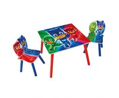 Hello Home PJ Maschere Bambini Set Tavolo e 2 sedie, Legno, Multicolore