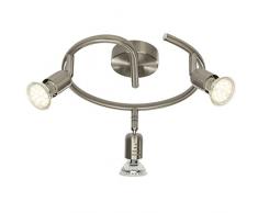 Brilliant AG g28833/13Â Loona Plafoniera Spirale LED a 3Â luci metallo 3Â W GU10Â acciaio