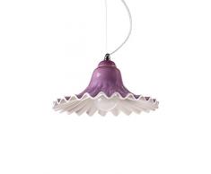 Ilide LisaColor Lampadario Colorato da Soffitto Ceramica Ondulata per Cucina o Cameretta Sospensione Stile Vintage, E27, 100 W, Viola, 33 x 18 cm