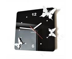 FLEXISTYLE Orologio da Parete Salotto Tondo Moderno Farfalle 3D Decorativo Silenzioso 30 cm