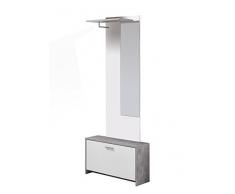 FMD möbel Namaste H01 Mobile Ingresso, 78X25,5X188,5 H cm, Grigio, Bianco, Nobilitato