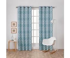 Exclusive Home Tende Scrollwork Gated Stampa Raso Tessuto Oscurante. Occhielli Finestra Tenda a Pannello, Verde Acqua, 52 x 84 cm