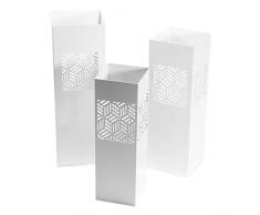 Vacchetti Giuseppe 3503170000 Portaombrelli 1-3, Modello Geometri, Metallo, Bianco, 20x20x60 cm